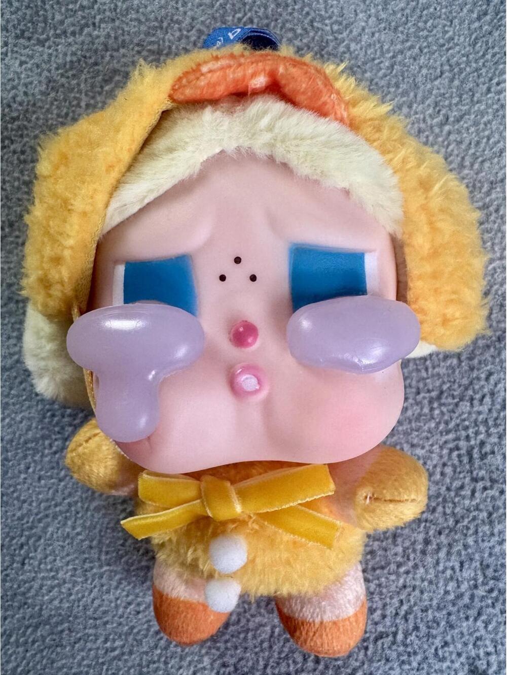 pop mart crybaby crying again series plush vinyl doll yellow hood kawaii 4in